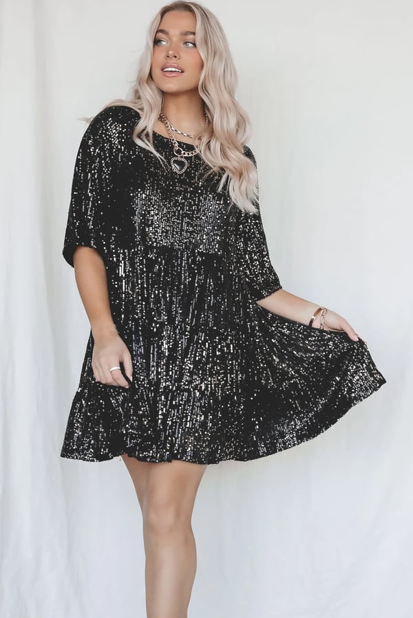 Fernanda Statement Loose Sequin Dress Elevated Occasion Wear