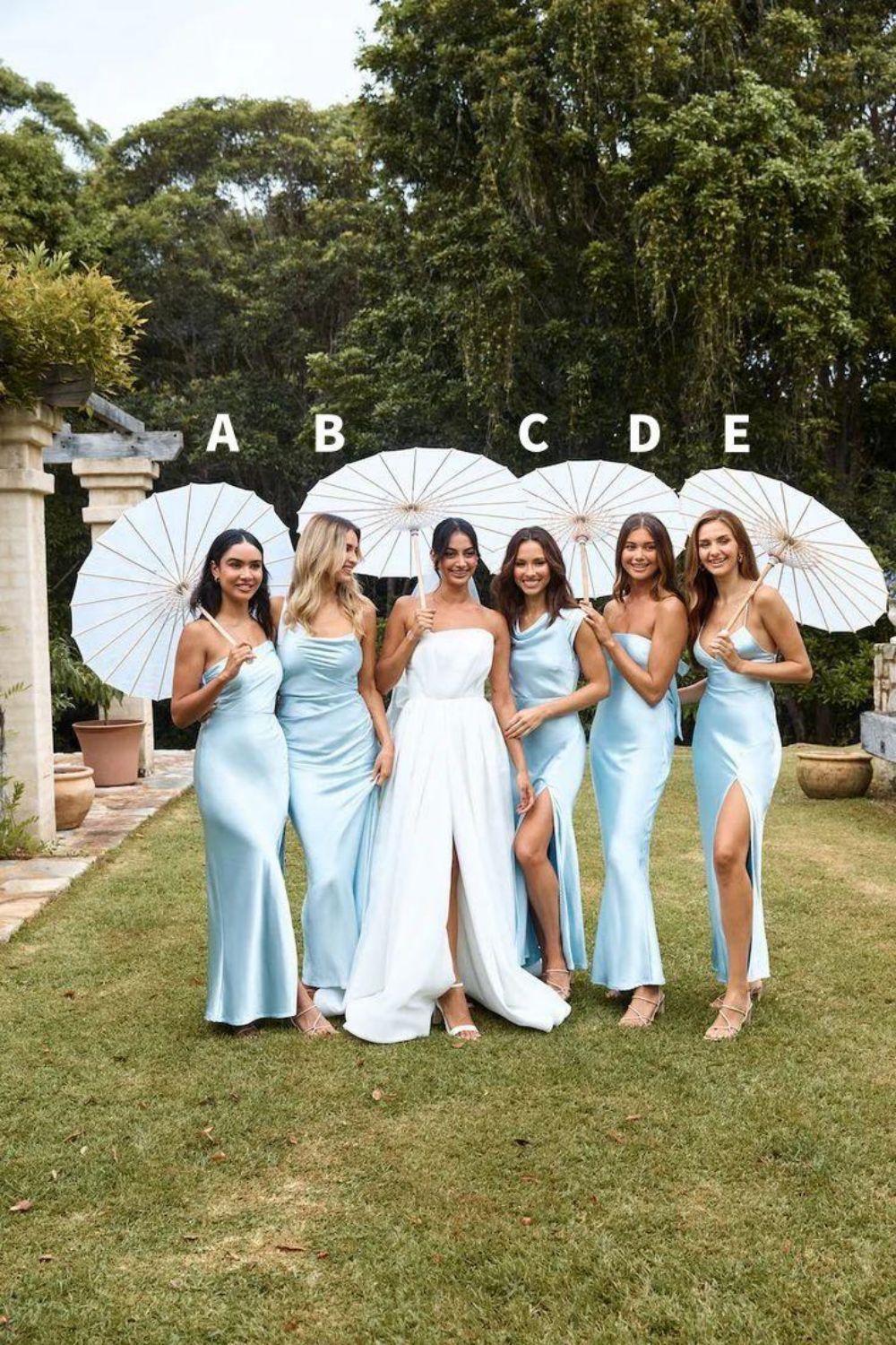 Beauty Sheath Blue Satin Long Bridesmaid Dress with Slit - View 2 | VelvetHem