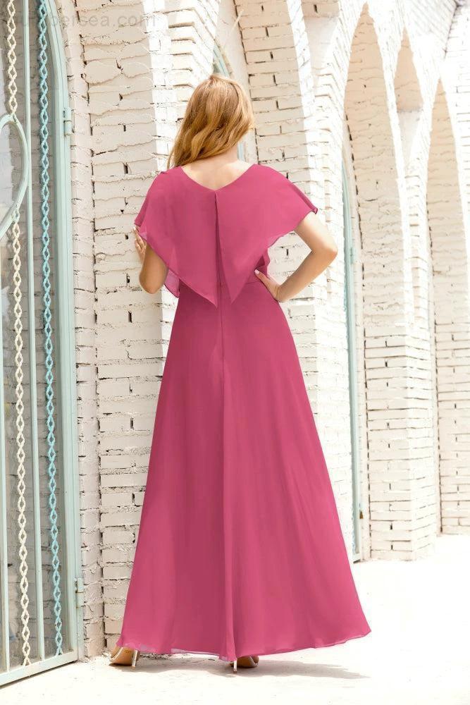 Zapdress Mother of The Bride Dresses Plus Size V-Neck Floor Length Formal Prom Dress for Wedding Guest 28020 (ZD17058)