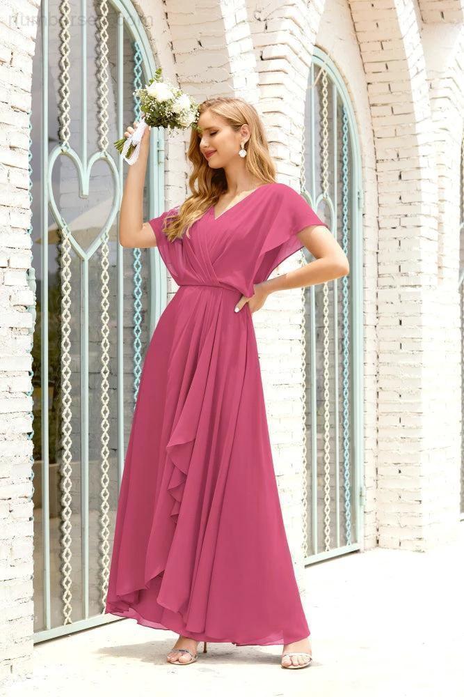 Zapdress Mother of The Bride Dresses Plus Size V-Neck Floor Length Formal Prom Dress for Wedding Guest 28020 (ZD17058)