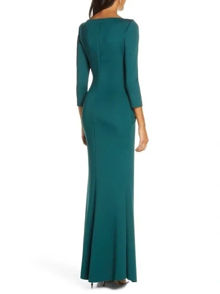3/4 Sleeve Scoop Neck Ruffled Mother of the Bride Sheath Dress