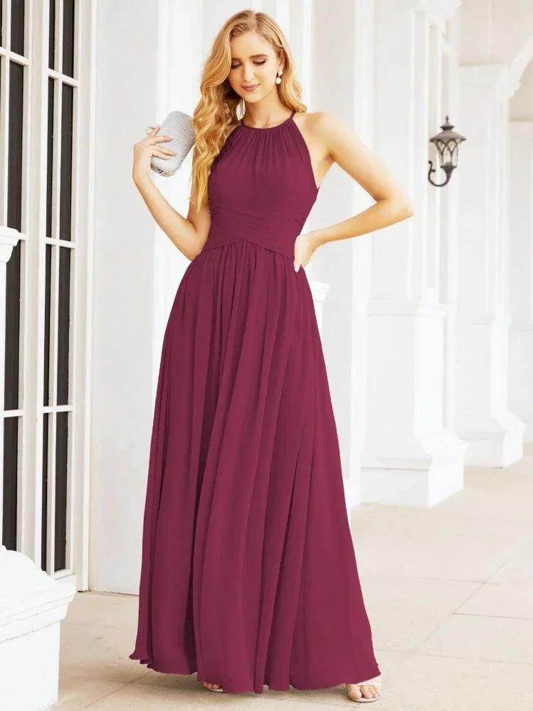 Numbersea Sleeveless Bridesmaid Dresses Long Prom Gown Zipper with Keyhole Back 28056 by numbersea