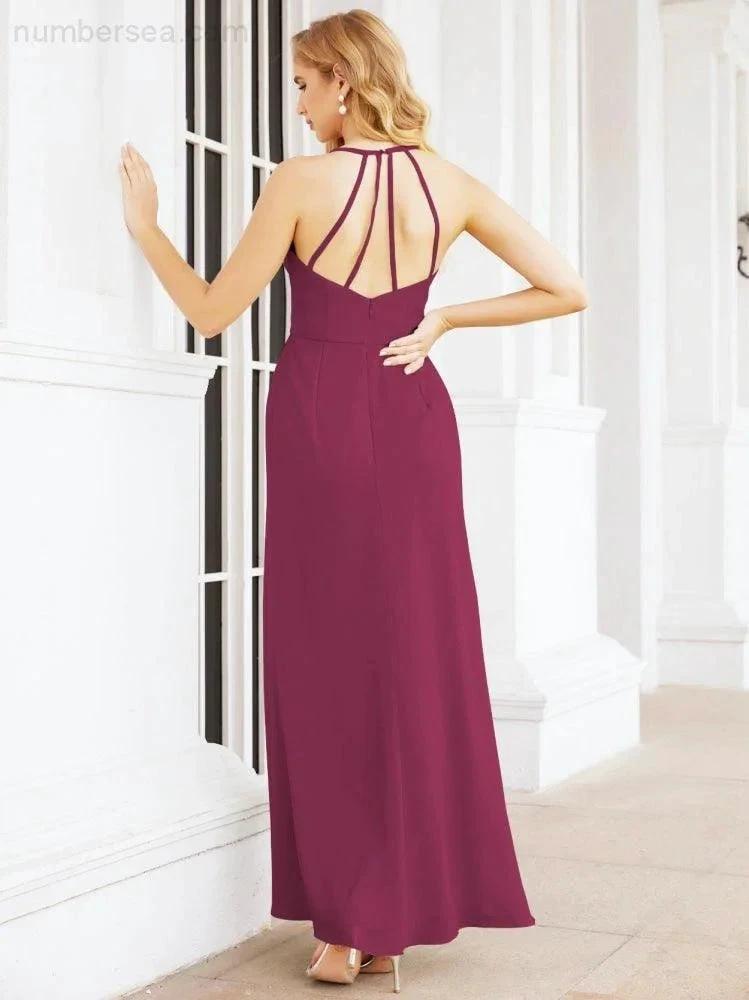 ZapDress Spaghetti Strap Bridesmaid Dresses V-Neck Long A-Line Formal Prom Gowns 28063 (ZD17045)