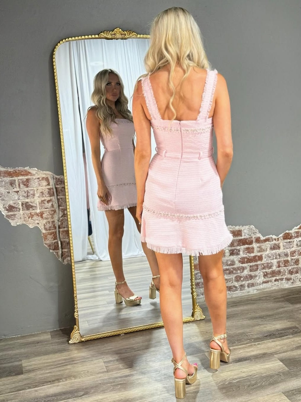 Fashionable Sheath Strapless Pink Short Homecoming Dress with Belt - View 3 | VelvetHem