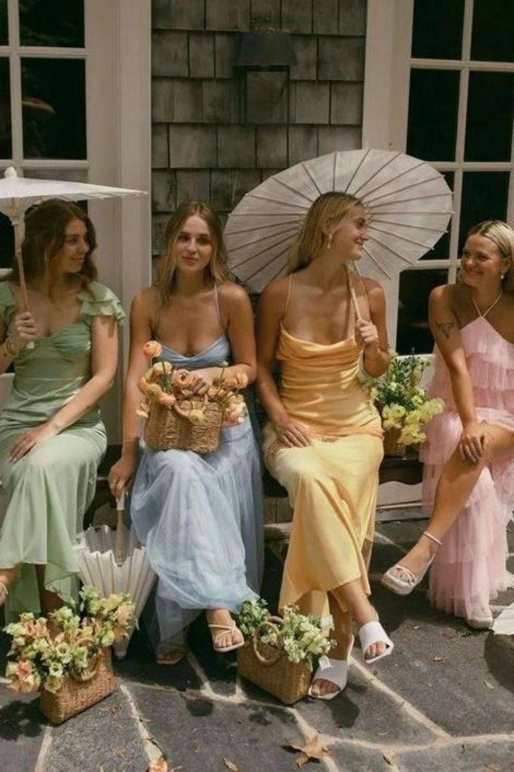 Stylish A Line Halter Neck/Spaghetti Straps Long Bridesmaid Dress with Ruffles - View 4 | VelvetHem