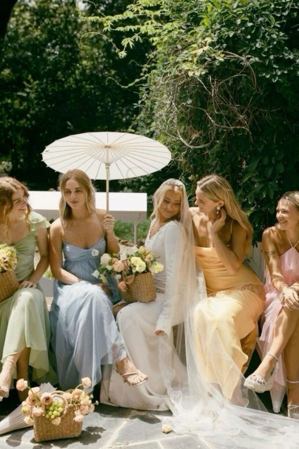 Stylish A Line Halter Neck/Spaghetti Straps Long Bridesmaid Dress with Ruffles - View 5 | VelvetHem
