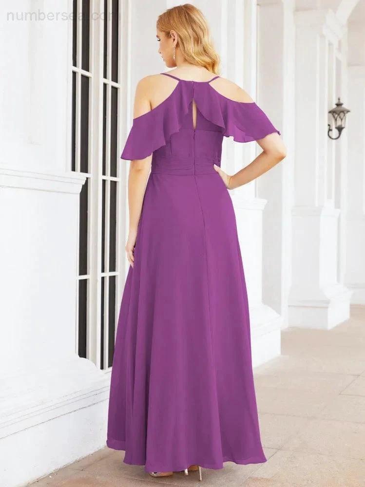 ZapDress Cold Shoulder Long Bridesmaid Dresses Side Slit Formal Prom Gowns Party Wedding 28070 (ZD16993)