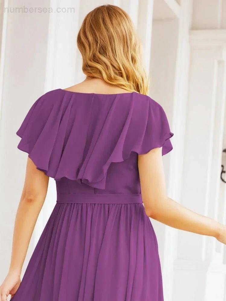 Bridesmaid Dresses with Flutter Sleeves Formal Evening Party Prom Gowns 28044 (ZD17033)