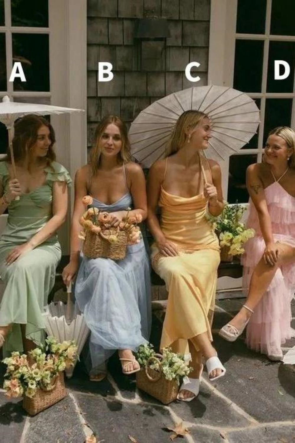 Stylish A Line Halter Neck/Spaghetti Straps Long Bridesmaid Dress with Ruffles - View 3 | VelvetHem