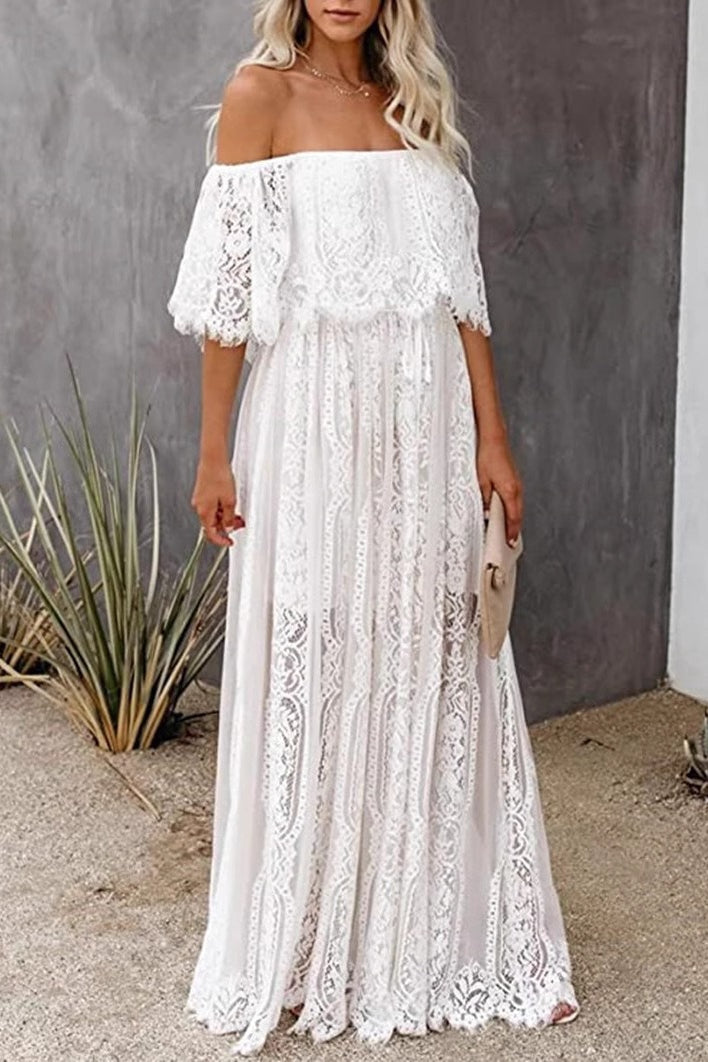 Strapless Cutout Off Shoulder Maxi Boho Dress