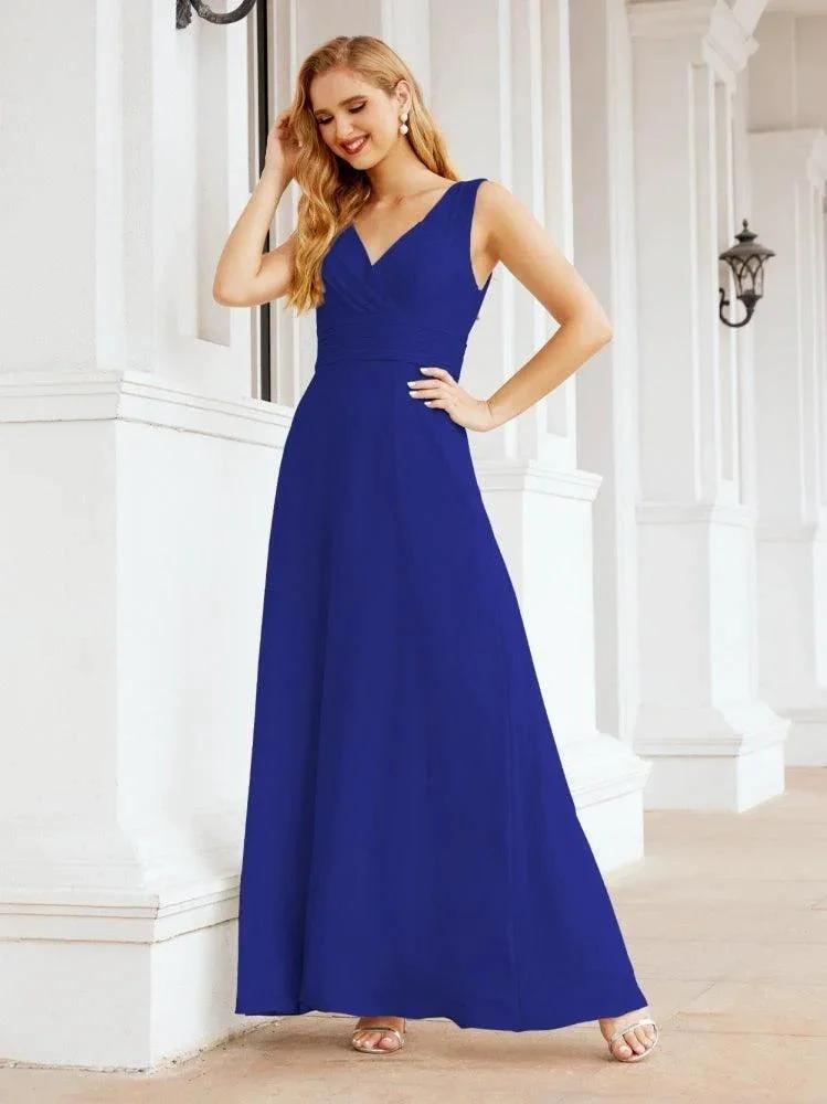 Formal Prom Gown Elegant V-Neck Sleeveless Bridesmaid Dresses for Wedding Party 28037 by numbersea