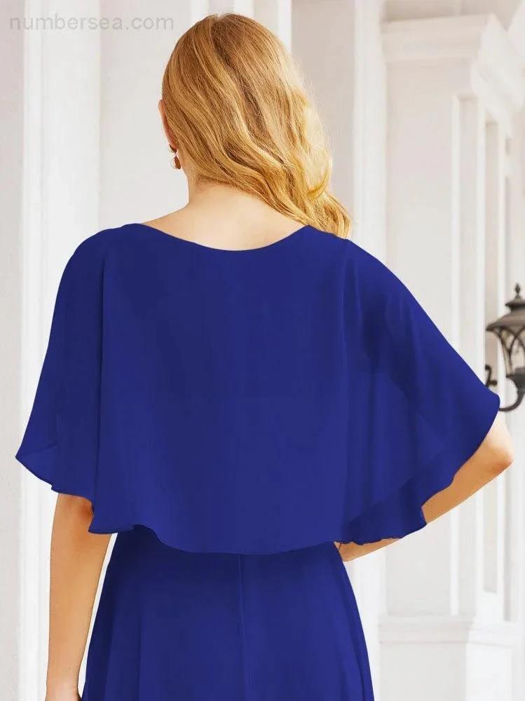 ZapDress Bridesmaid Dresses for Wedding Formal Evening Party Prom Gown with Cape 28050 (ZD17057)