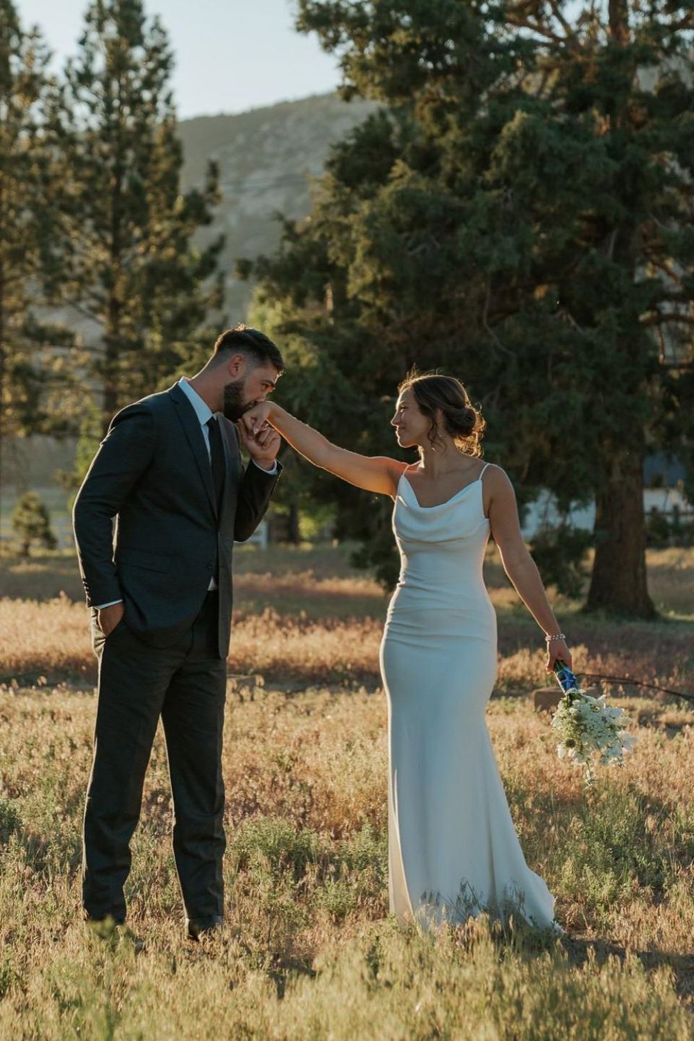 Simple Mermaid Spaghetti Straps White Wedding Dress with Sweep Train - View 10 | VelvetHem