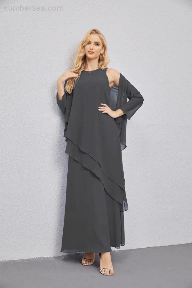 Mother of Bride Dresses with Open Front Lightweight Cardigan Formal Prom Gown  28081 (ZD16990)