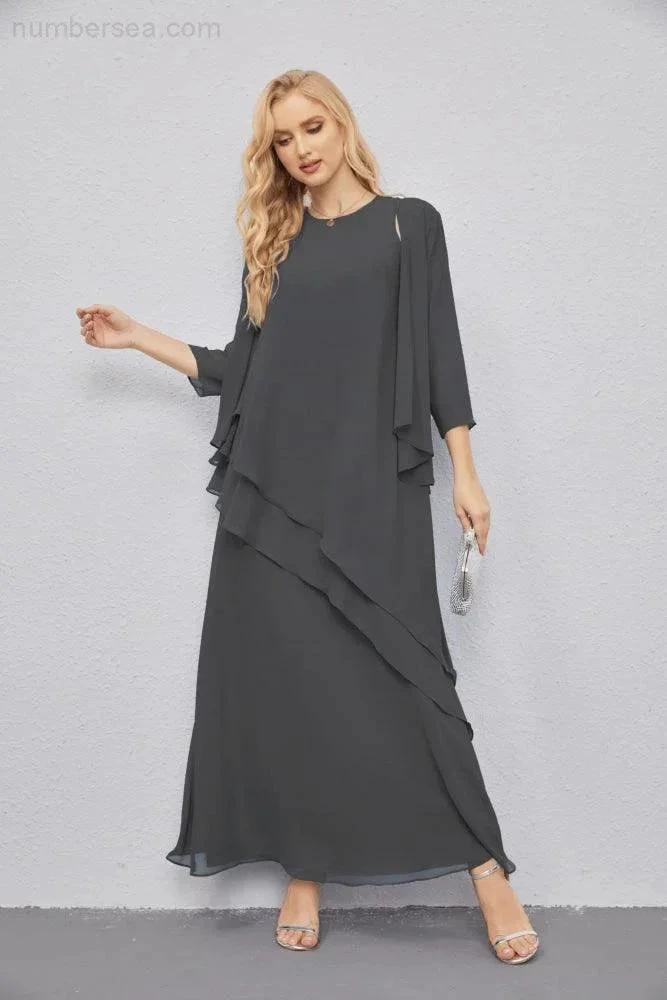 Mother of Bride Dresses with Open Front Lightweight Cardigan Formal Prom Gown  28081 (ZD16990)