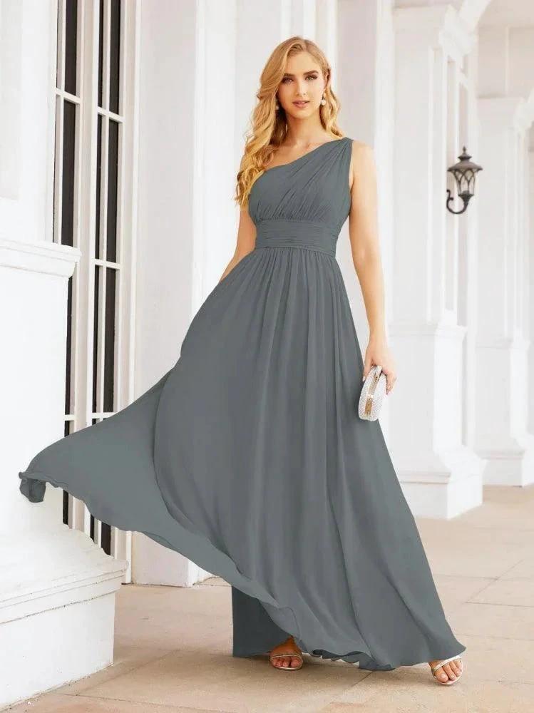 Numbersea One Shoulder Bridesmaid Dresses Long Maxi Formal Evening Party Prom Gowns 28061 by numbersea