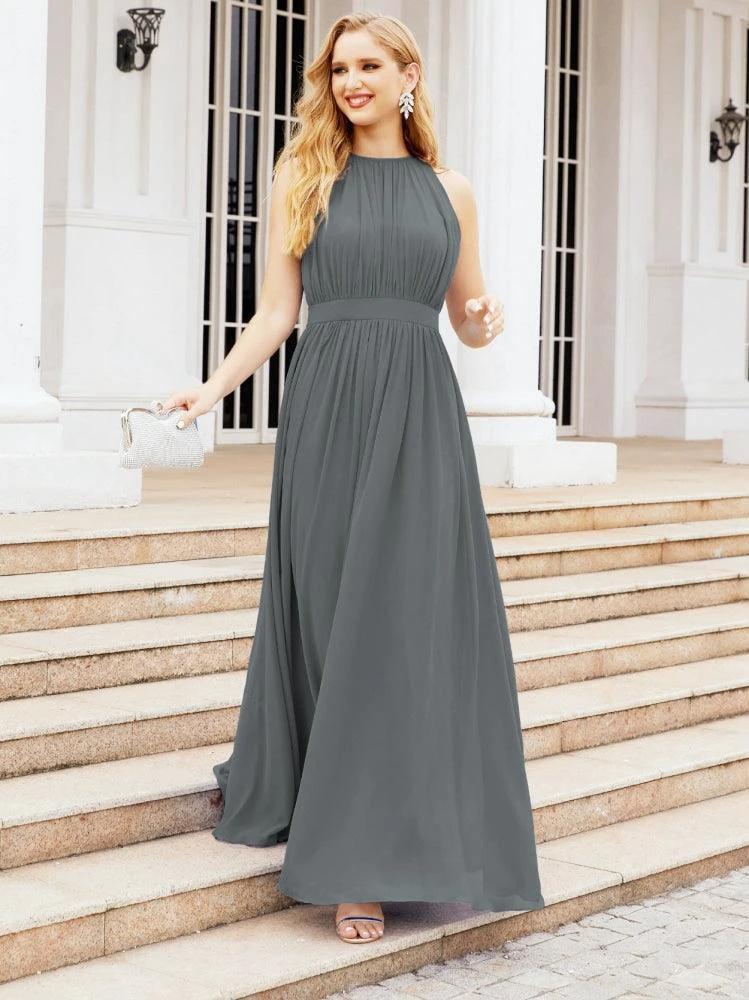 Numbersea Halter Bridesmaid Dress Empire Waist Formal Evening Prom Gown for Mother of The Bride 28030 by numbersea