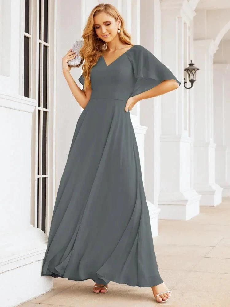 Numbersea Bridesmaid Dresses for Wedding Formal Evening Party Prom Gown with Cape 28050 by numbersea