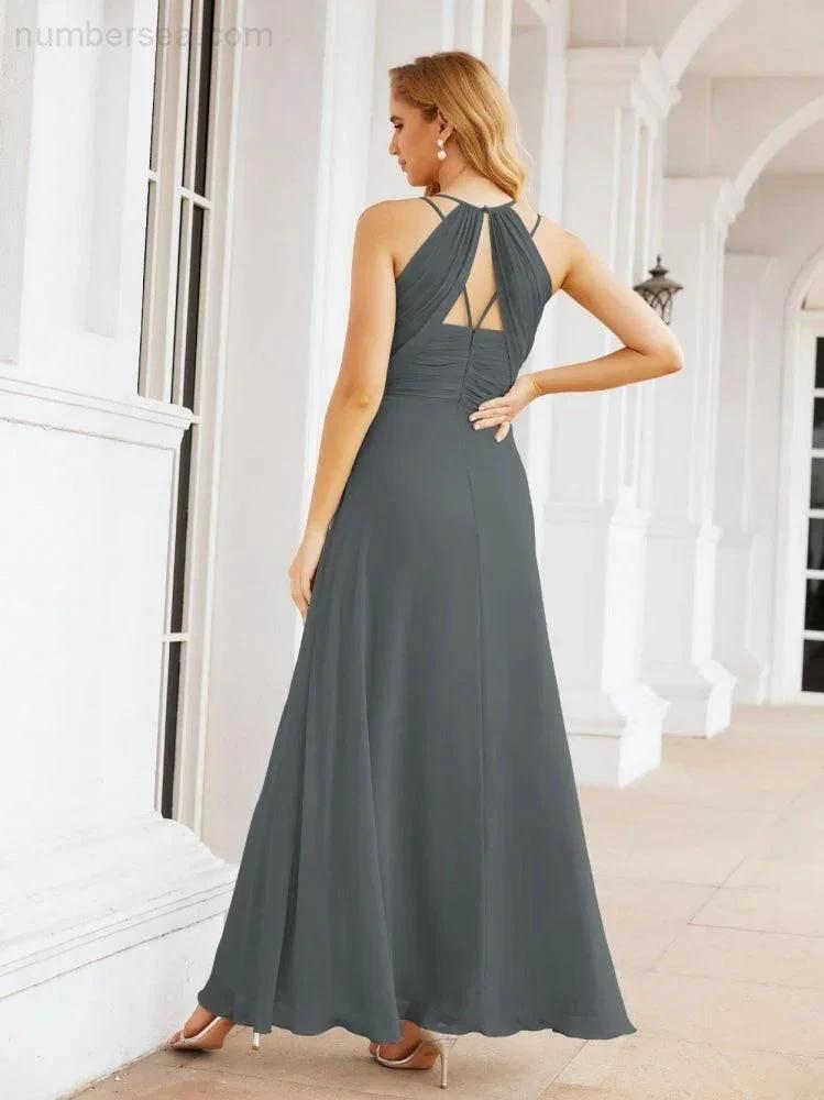 ZapDress Double Spaghetti Straps Bridesmaid Dresses for Women Long Formal Party Dress Side Split 28051 (ZD17036)