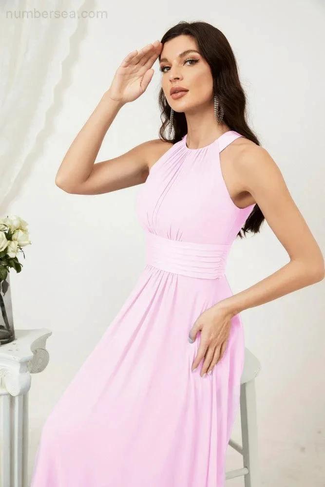ZapDress Formal Party Gown Dress Chiffon Halter Long Sleeveless Bridesmaid Dresses 2802 (ZD16960)
