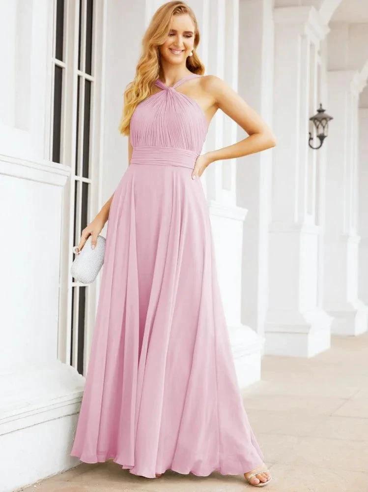 Numbersea Crisscross Halter Bridesmaid Dresses for Party Wedding Evening Prom Maxi Ball Gowns 28053 by numbersea