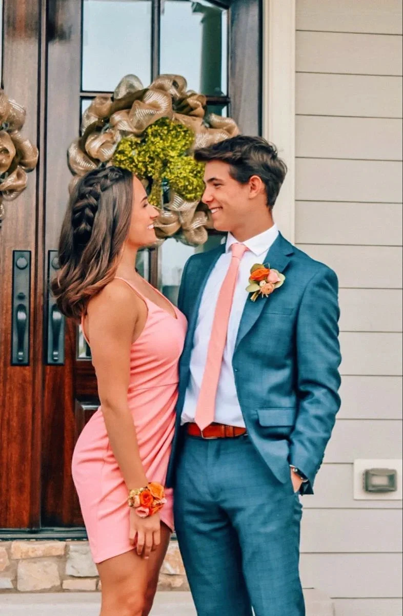 Spaghetti Straps V Neck Homecoming Dress Mini Dress (ZD12750)
