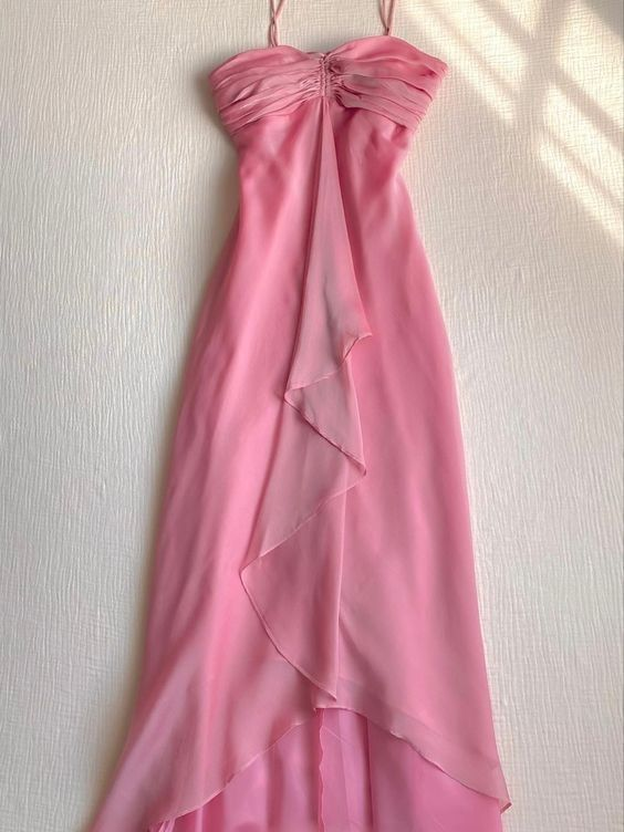 Sweet Pink Chiffon Long Prom Dress Strapless Formal Party Evening Dress Y7560 - VelvetHem