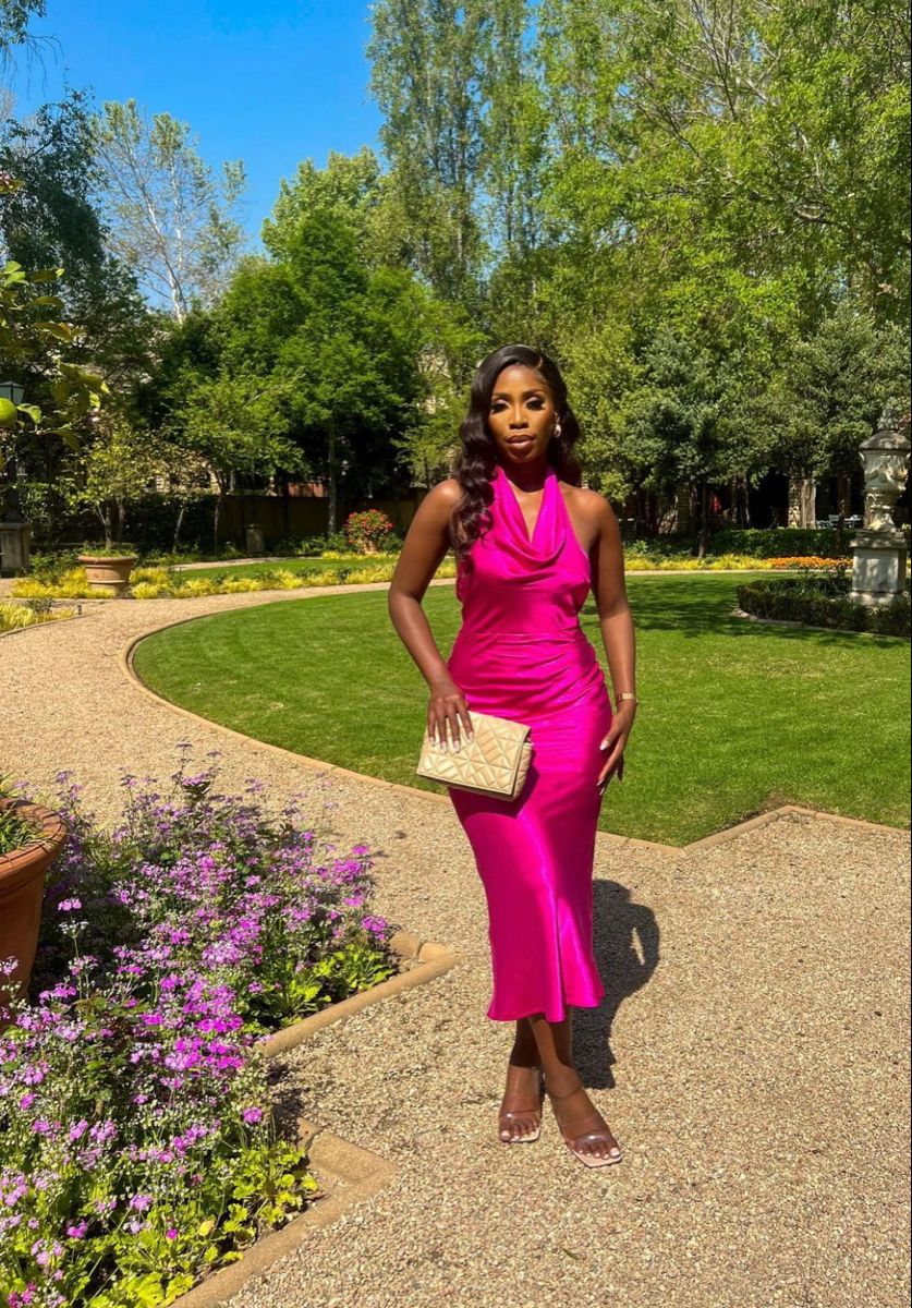 Elegant Fuchsia Tea-length Party Dress, Cocktail Dress - VelvetHem