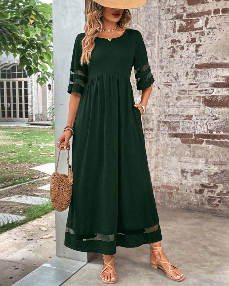 Violet Aesthetic Half Sleeve Maxi Dress Chic Silhouette Collection