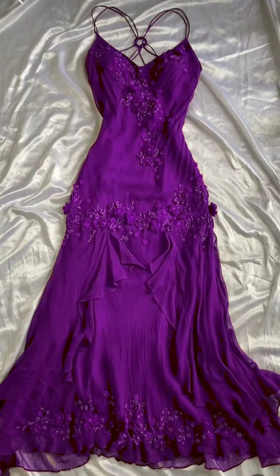 Vintage Sheath Spaghetti Straps Burgundy Long Prom Dress Evening Dresses With Beads fg6714 - View 5 | VelvetHem