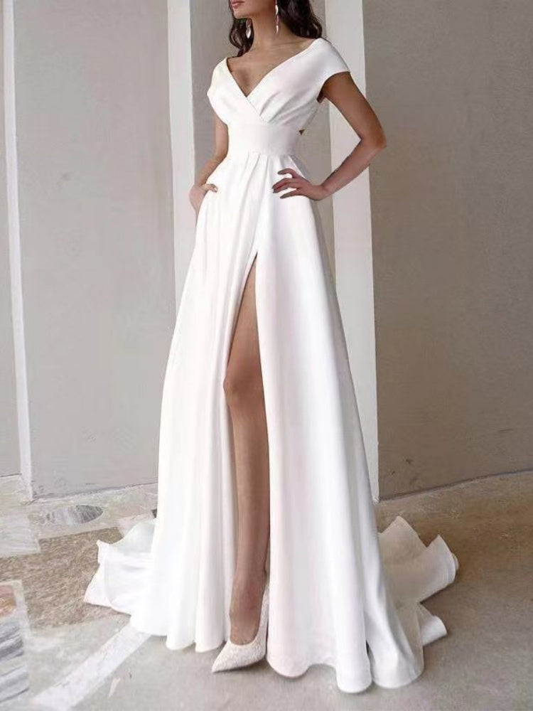 Flowy Ruffled Evening Dress
