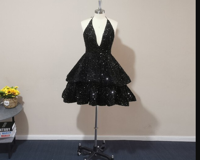 Halter Neckline Short Homecoming Dress Sequins Party Dress New Arrival Party Dress - View 7 | VelvetHem