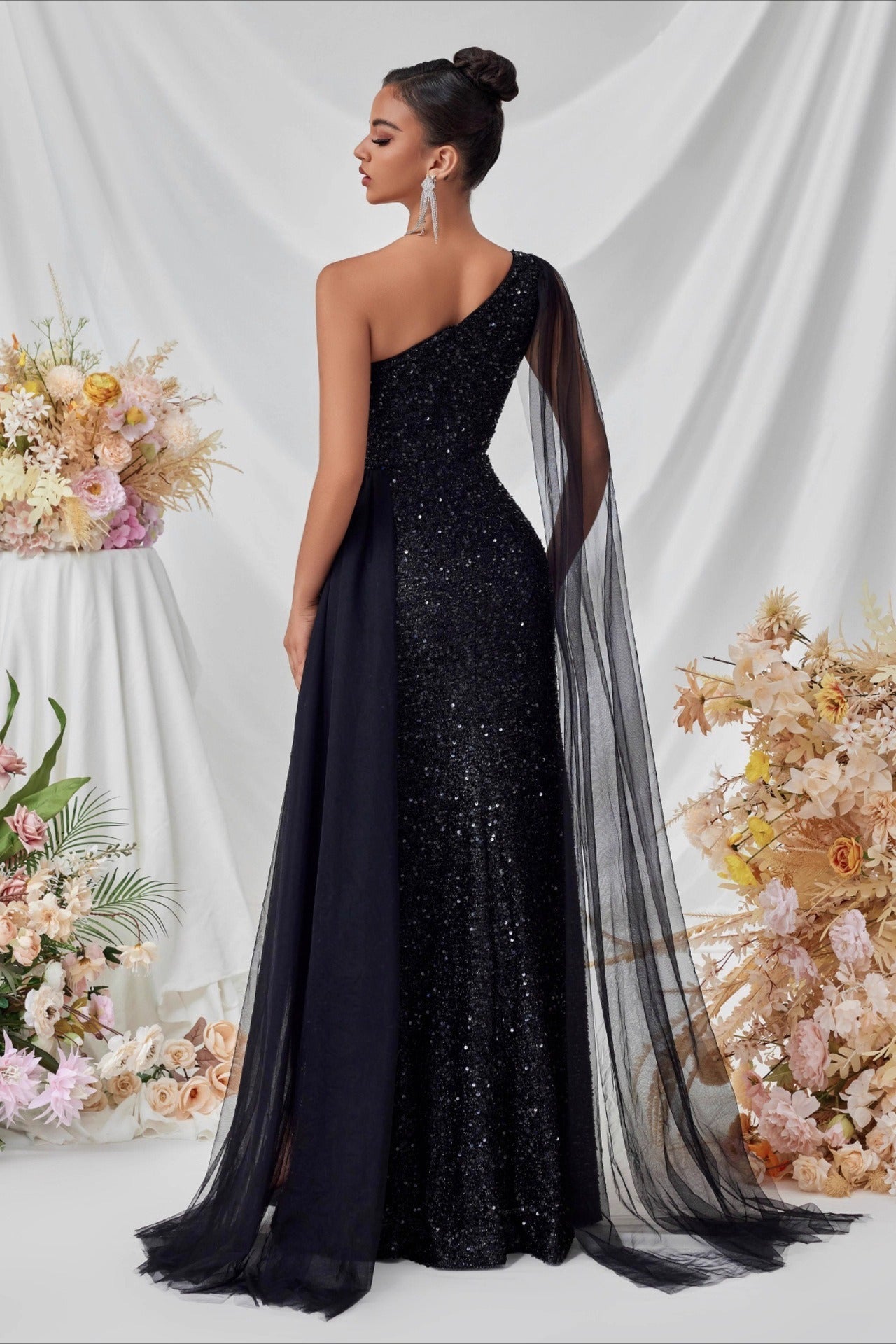 Sequin Mesh Panel Dress with Relaxed Fit and Boutique Fashion Look