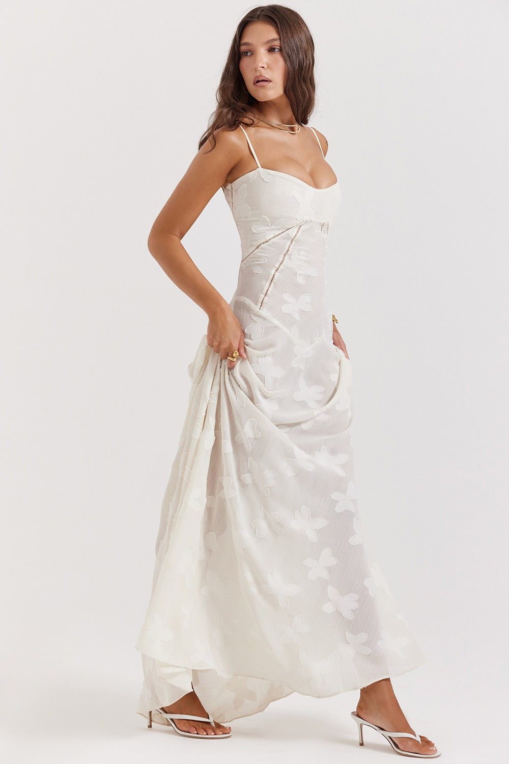 Lace Tie - Strap Romantic Maxi Dress