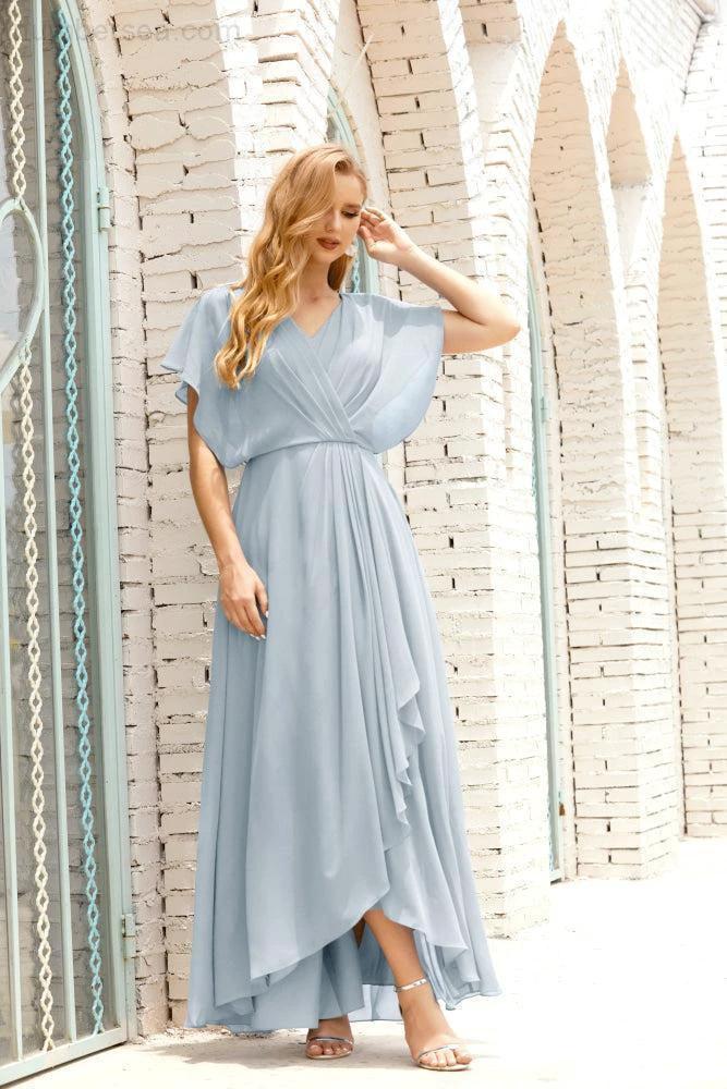 Zapdress Mother of The Bride Dresses Plus Size V-Neck Floor Length Formal Prom Dress for Wedding Guest 28020 (ZD17058)