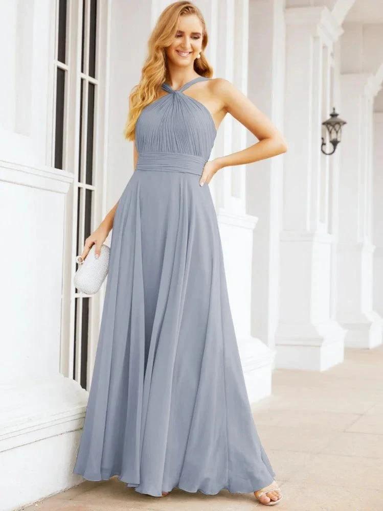 Numbersea Crisscross Halter Bridesmaid Dresses for Party Wedding Evening Prom Maxi Ball Gowns 28053 by numbersea
