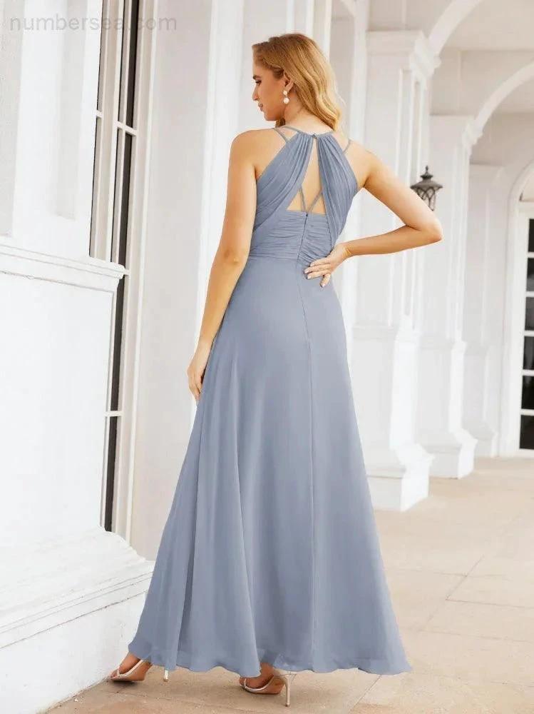 ZapDress Double Spaghetti Straps Bridesmaid Dresses for Women Long Formal Party Dress Side Split 28051 (ZD17036)
