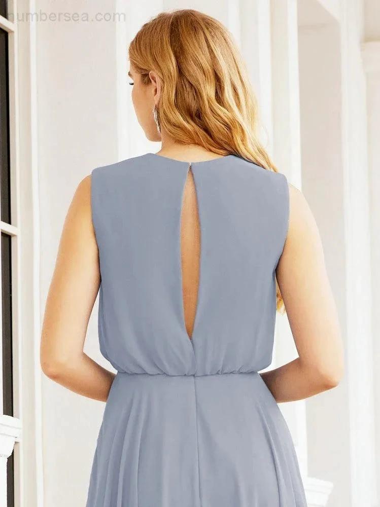 ZapDress Sleeveless Long Bridesmaid Dress A line Formal Evening Prom Gown 28025 (ZD17053)
