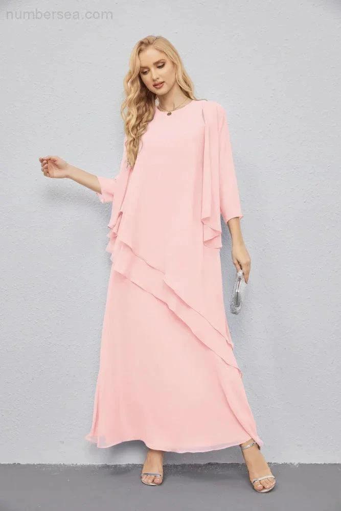 Mother of Bride Dresses with Open Front Lightweight Cardigan Formal Prom Gown  28081 (ZD16990)