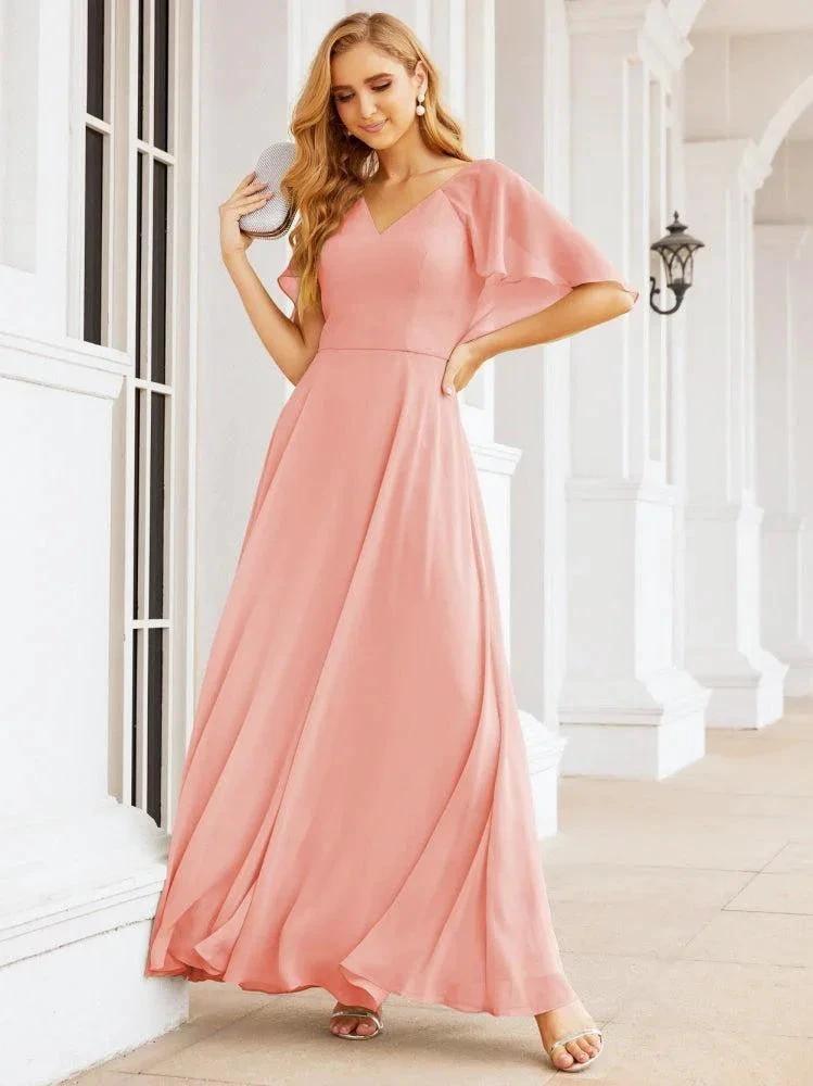 Numbersea Bridesmaid Dresses for Wedding Formal Evening Party Prom Gown with Cape 28050 by numbersea