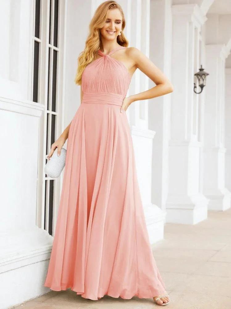 Numbersea Crisscross Halter Bridesmaid Dresses for Party Wedding Evening Prom Maxi Ball Gowns 28053 by numbersea