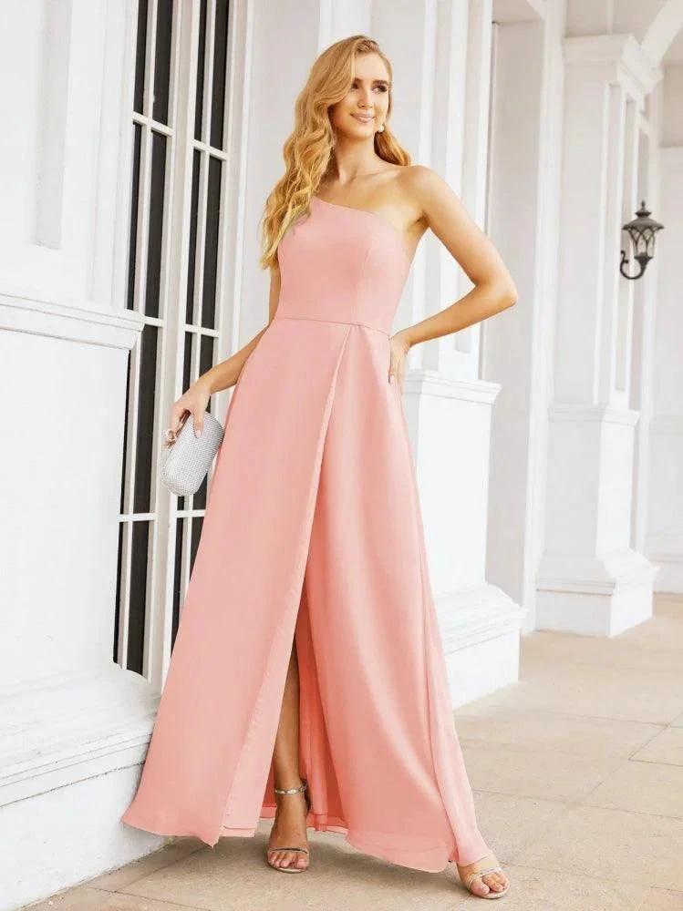 Numbersea Women's One Shoulder Formal Prom Gowns for Mother of The Bride Side Slit Bridesmaid Dresses 28052 by numbersea