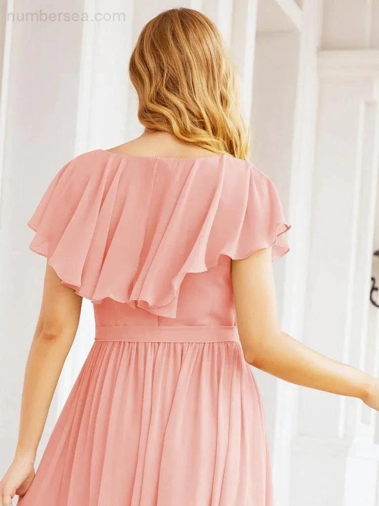 Bridesmaid Dresses with Flutter Sleeves Formal Evening Party Prom Gowns 28044 (ZD17033)