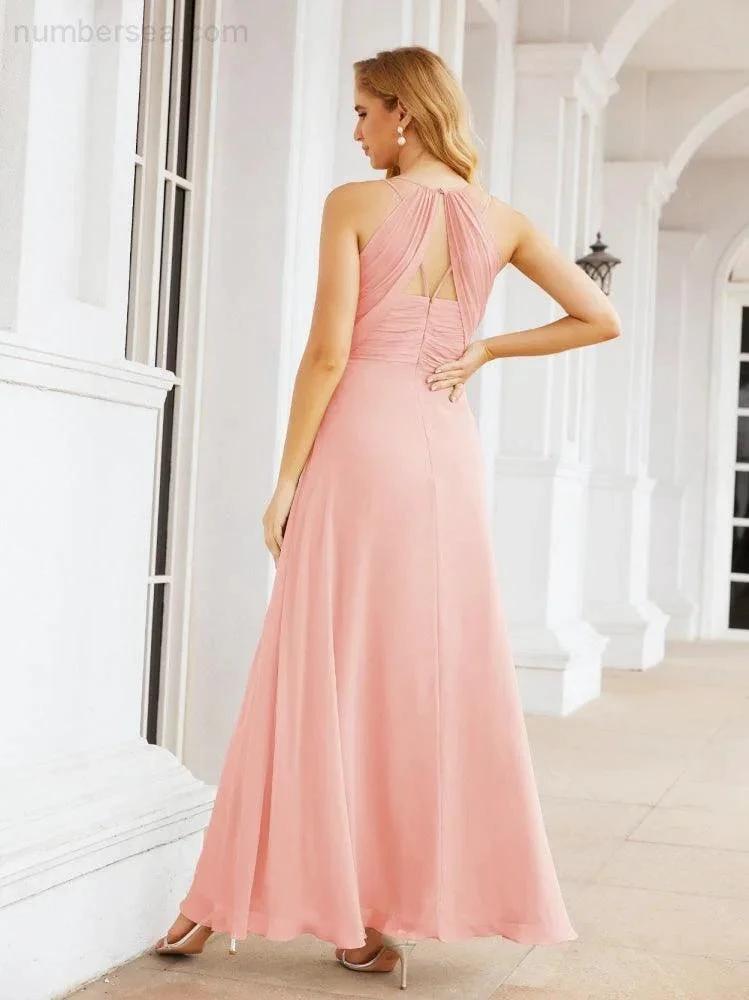 ZapDress Double Spaghetti Straps Bridesmaid Dresses for Women Long Formal Party Dress Side Split 28051 (ZD17036)