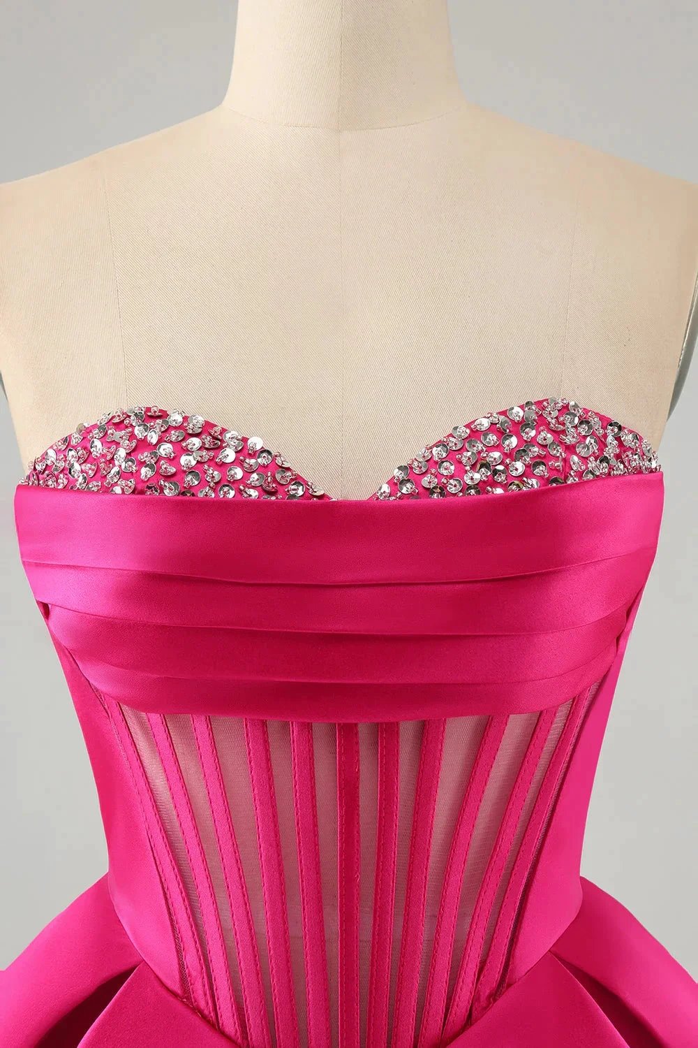 Cute Fuchsia A Line Sweetheart Corset Short Homecoming Dress with Beading (ZD11466)