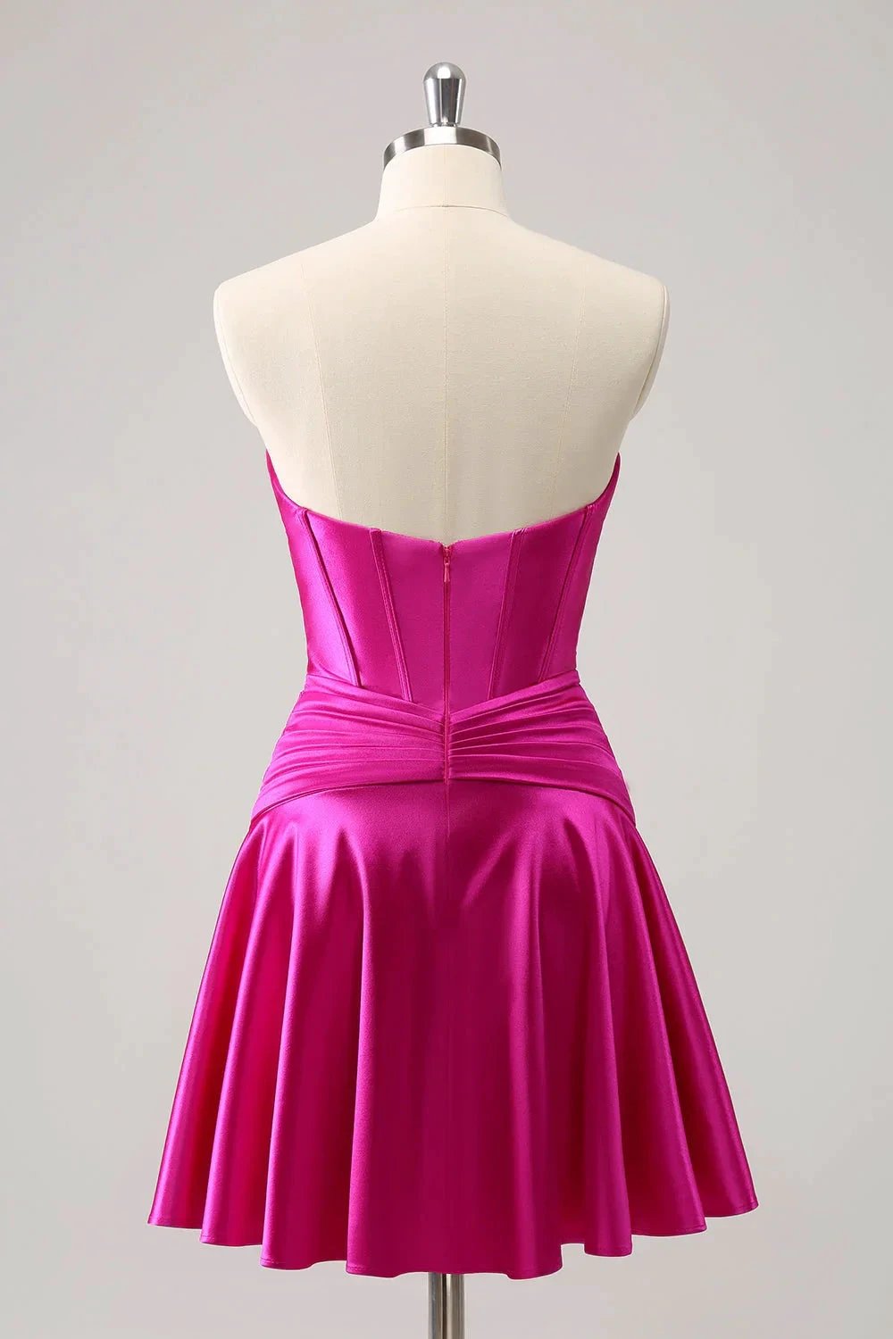 Cute Fuchsia A Line Sweetheart Criss Cross Corset Homecoming Dress with Ruffles (ZD11465)