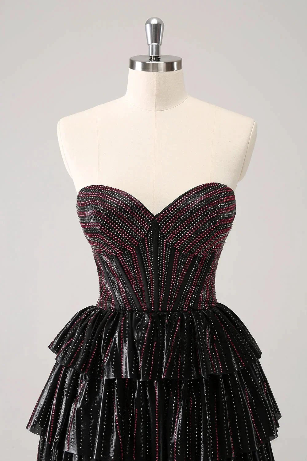Cute Black Pink A Line Sweetheart Corset Short Homecoming Dress with Beading (ZD11483)