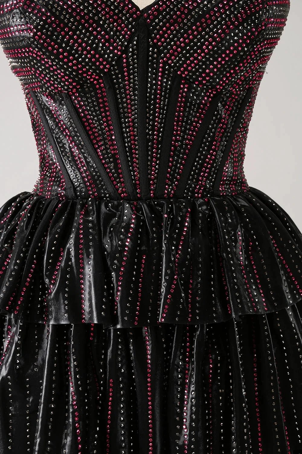 Cute Black Pink A Line Sweetheart Corset Short Homecoming Dress with Beading (ZD11483)