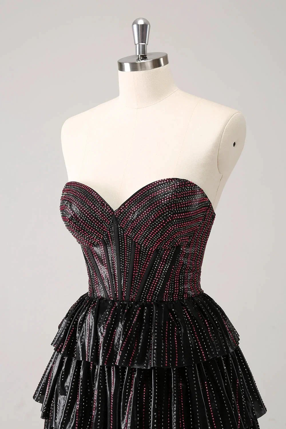 Cute Black Pink A Line Sweetheart Corset Short Homecoming Dress with Beading (ZD11483)