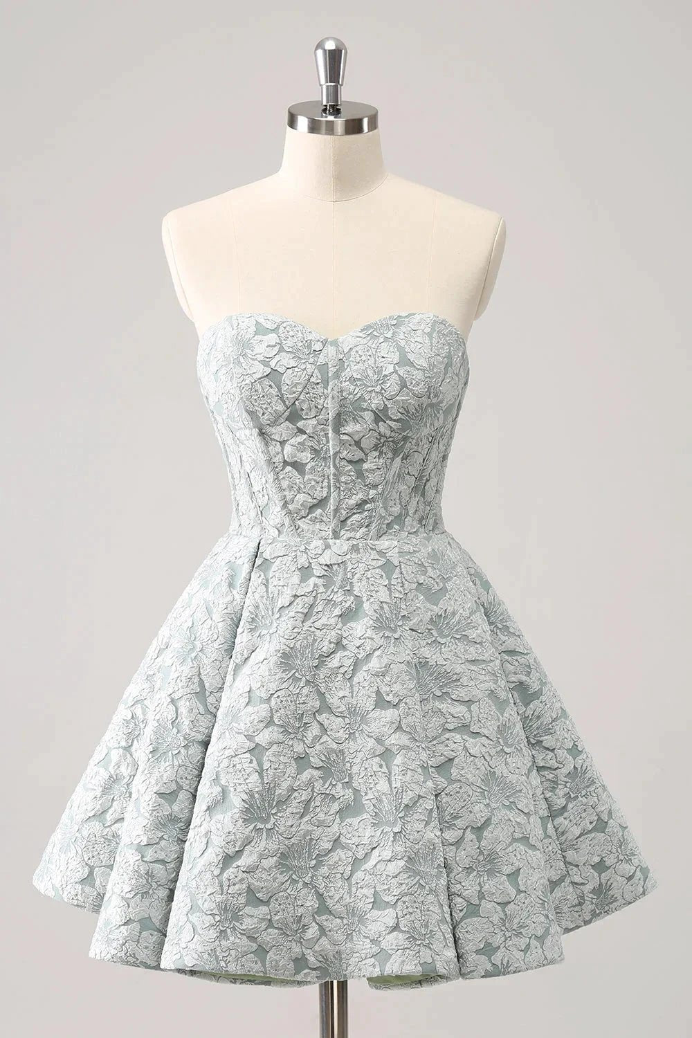 Cute Grey Green A Line Sweetheart Corset Short Homecoming Dress (ZD11460) - VelvetHem